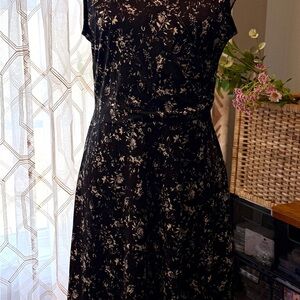 Black Floral A-Line Women's Dress